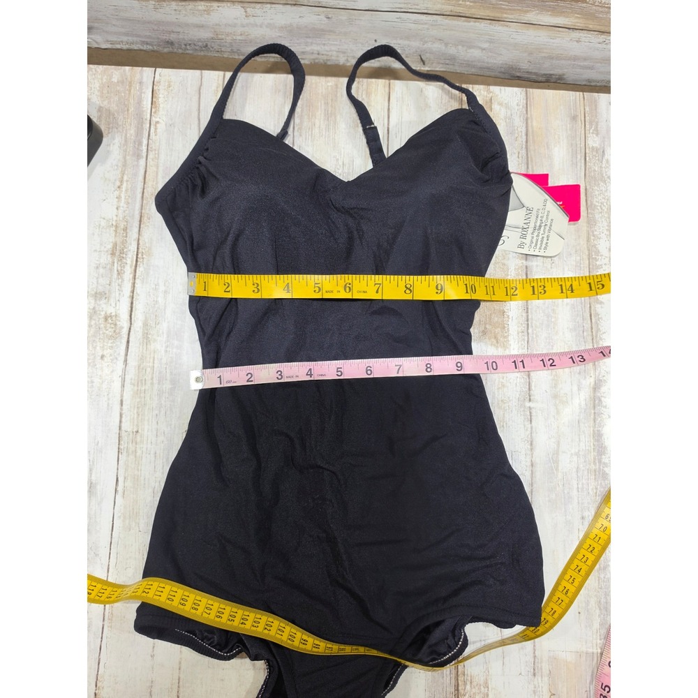Vintage Roxanne Body Slimmer One Piece Swimsuit Black Bra Sized 34B NWT USA - Picture 7 of 9